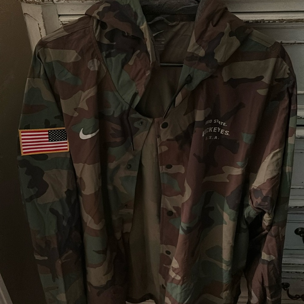Gently Worn Ohio State Camo Rain Coat